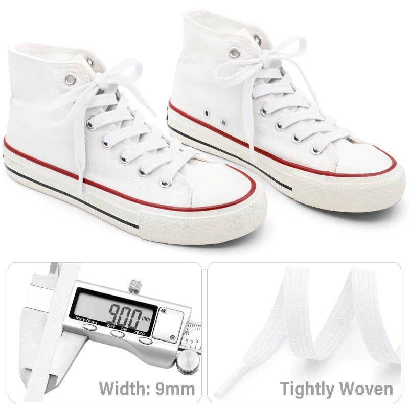 DELELE Solid Flat Shoe Laces: Hollow Thick White Shoelaces for Sneakers 2 Pair 47 inch - Image 3